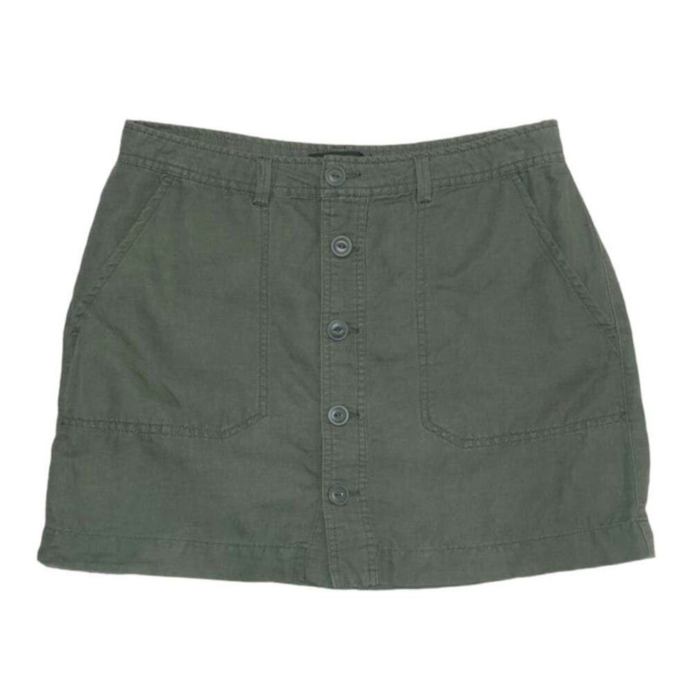 Sanctuary Army Green Mini Skirt Cotton Linen Blend Button Front Gorpcore Medium - Picture 3 of 11